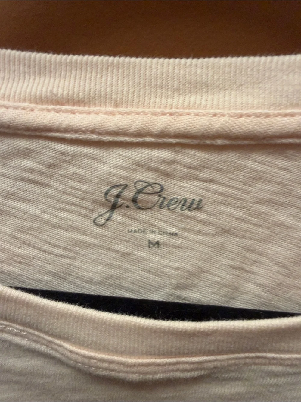 J. Crew Light Pink Tee with Coral Flamingo Embroidery